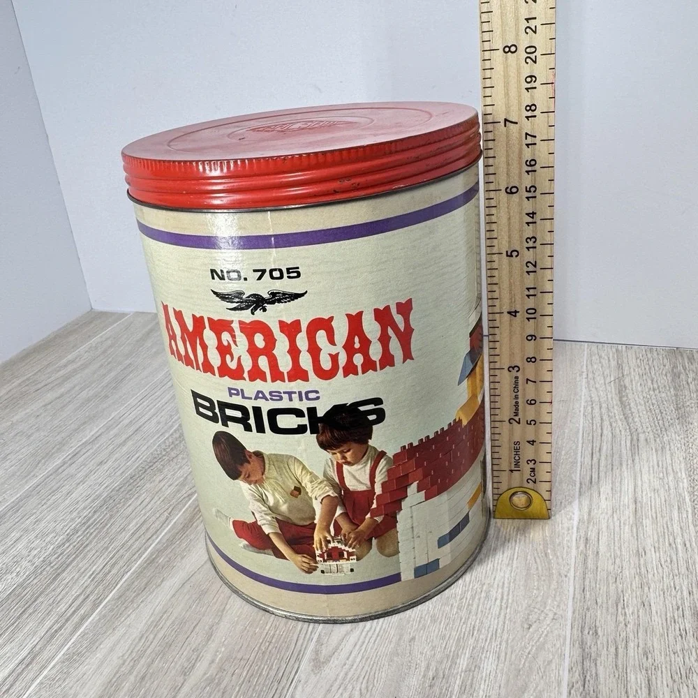 American Plastic Bricks No 705‎ Vintage Building Set Tin 1960s READ